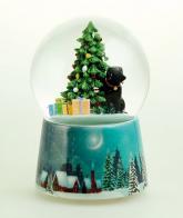 Boules à neige musicales de Noël disponibles sur commande (nous contacter) Boule à neige musicale de Noël : boule à neige avec labrador, cadeaux et sapin de Noël