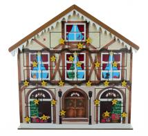 Boîtes à musique de Noël Boîte à musique / calendrier de l'Avent musical en bois en forme de maison avec mécanisme musical à ressort