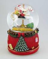 Boules à neige musicales de Noël disponibles sur commande (nous contacter) Boule à neige musicale animée de Noël avec globe en verre, paillettes et scène de Père Noël et enfant