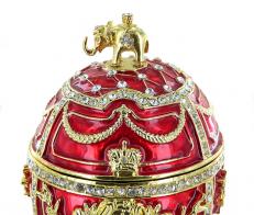 Oeufs musicaux en métal de style Fabergé Oeuf musical rouge de style Fabergé pour bijoux - Mélodie: La valse de l'empereur (Johann Strauss)