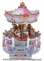 Carrousels musicaux miniatures en polystone Carrousel musical miniature en polystone : carrousel musical avec balustrade 14146