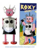 Jouets mécaniques en métal, tôle ou fer blanc non disponibles Robot mécanique en métal, tôle et fer blanc : robot mécanique en métal "Roxy robot"