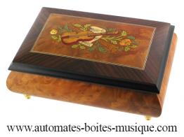 Boîtes à bijoux musicales en bois naturel fabriquées en Italie (18 et 30 lames) Boîte à bijoux musicale en bois : boîte à bijoux musicale avec marqueterie instruments de musique