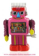 Jouets en métal, tôle ou fer blanc : robots mécaniques en métal Robot mécanique en métal, tôle et fer blanc : robot mécanique en métal "Robot punk rose"