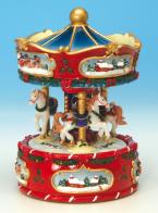 Manèges et carrousels musicaux miniatures Carrousel musical miniature de Noël : carrousel musical miniature de taille moyenne