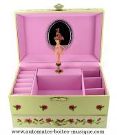 Boîtes à bijoux musicales avec ballerines Boîte à bijoux musicale en bois : boîte à bijoux avec ballerine dansante (mélodie : Mistral gagnant)