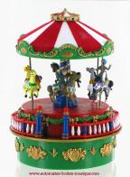 Manèges et carrousels musicaux miniatures Carrousel musical miniature en résine Mr Christmas : carrousel musical de Noël avec chevaux "Vive le vent"