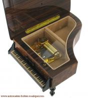 Boîtes à bijoux musicales en bois naturel fabriquées en Italie (18 et 30 lames) Grande boîte à bijoux musicale en bois en forme de piano : boîte à bijoux avec mécanisme musical de 30 lames.