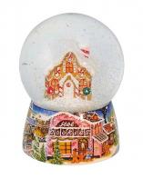 Boules à neige musicales de Noël (en stock) Boule à neige musicale de Noël: boule à neige avec maison en pain d'épices