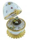 Oeuf musical de style Fabergé en porcelaine de Limoges avec abeille - La valse des fleurs