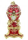 Oeuf musical rouge de style Fabergé pour bijoux - Mélodie: La valse de l'empereur (Johann Strauss)