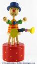Jouet en bois articulé : jouet en bois clown au chapeau bleu articulé