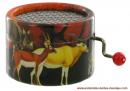 Boîte à musique à manivelle ronde en carton : boîte à musique à manivelle avec animaux africains