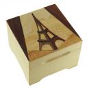 Boîte à musique avec marqueterie traditionnelle : boîte à musique avec marqueterie Tour Eiffel