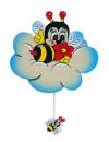 Boîte à musique Bartolucci à ficelle : boîte à musique Bartolucci avec abeille et nuage bleu à suspendre au mur