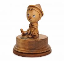 Boîtes à musique animées haut de gamme en bois Boîte à musique animée en bois: boîte à musique Bartolucci avec Pinocchio assis