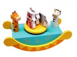 Boîtes à musique avec animaux Boîte à musique animée en bois avec animaux: boîte à musique en forme de bascule avec zèbre et girafe