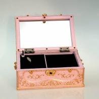 Boîtes à bijoux musicales avec ballerines Boîte à bijoux musicale rose en forme de malle: boîte à bijoux en résine façon bois