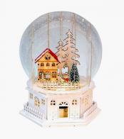 Boîtes à musique animées de Noël Boîte à musique animée de Noël en bois et résine: boîte à musique avec bonhomme de neige dans son jardin