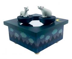 Boîtes à musique avec animaux Boîte à musique animée Trousselier: boîte à musique animée en bois avec ours et faon