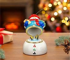 Boules musicales pour sapins de Noël Boule musicale animée en porcelaine pour sapin de Noël: boule musicale en forme de bonhomme de neige