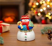 Boules musicales pour sapins de Noël Boule musicale animée en porcelaine pour sapin de Noël: boule musicale en forme de bonhomme de neige