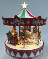 Carrousels musicaux miniatures de Noël Carrousel musical miniature Mr Christmas: carrousel musical illuminé avec Père Noël, rennes et gnomes