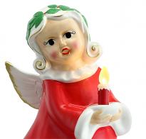 Boules musicales pour sapins de Noël Ange en porcelaine Mr Christmas peint à la main avec lumière vacillante dans la bougie