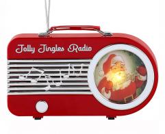 Boules musicales pour sapins de Noël Ornement musical Mr Christmas en forme de radio rétro pour sapin de Noël: ornement musical rouge avec lumière