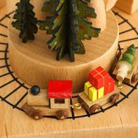 Boîtes à musique animées haut de gamme en bois Boîte à musique animée en bois massif pour enfant: boîte à musique "Le train de Noël"