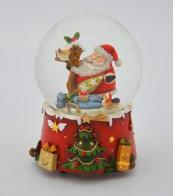 Boules à neige musicales de Noël disponibles sur commande (nous contacter) Boule à neige musicale de Noël avec globe en verre, neige et Père Noël avec des oiseaux