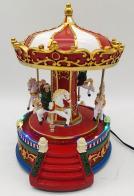 Grands carrousels musicaux miniatures Carrousel / manège musical miniature en résine avec chevaux, cavaliers, lumières et mélodies électroniques de Noël
