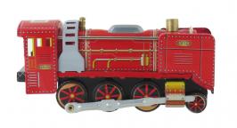 Jouets mécaniques en métal, tôle ou fer blanc Jouet mécanique en métal (fer blanc) représentant une locomotive rouge