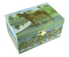 Boîtes à bijoux musicales avec animaux Boîte à bijoux musicale Trousselier en bois avec cheval brun dansant - Le lac des cygnes (P. I. Tchaïkovski)