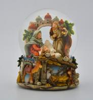 Boules à neige musicales de Noël (en stock) Boule à neige musicale de Noël avec globe en verre et scène de nativité avec agneau