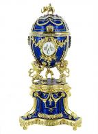 Oeufs musicaux en métal de style Fabergé Oeuf musical bleu de style Fabergé pour bijoux - Mélodie: Le beau Danube bleu (Johann Strauss)