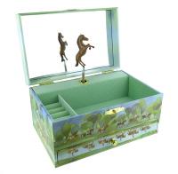 Boîtes à bijoux musicales avec animaux Boîte à bijoux musicale Trousselier en bois avec cheval brun dansant - Boléro (Maurice Ravel)