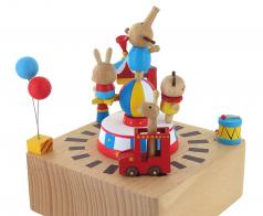 Boîtes à musique animées haut de gamme en bois Boîte à musique animée en bois massif sur le thème du cirque avec girafe - Yellow submarine