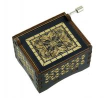Boîtes à musique à manivelle en bois Boîte à musique à manivelle en bois sculpté et gravé avec dessin sur le thème de Vincent van Gogh (la nuit étoilée)