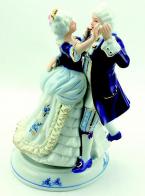 Boîtes à musique avec personnages Boîte à musique animée en porcelaine polychrome en forme de couple de danseurs - Le beau Danube bleu