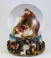 Boules à neige musicales de Noël disponibles sur commande (nous contacter) Boule à neige musicale de Noël avec globe en verre, neige et crèche - Douce nuit