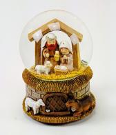 Boules à neige musicales de Noël Boule à neige musicale de Noël avec globe en verre, neige et crèche - Douce nuit (Franz Xaver Gruber)