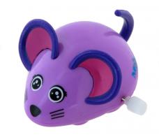 Petits automates mécaniques Souris automate mécanique marcheuse - Couleur mauve - Souris roulante et bougeant la queue