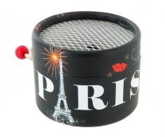 Boîtes à musique à manivelle rondes en carton Boîte à musique à manivelle ronde en carton illustré "I love Paris" - La vie en rose (Louiguy / Edith Piaf)