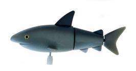 Petits automates mécaniques Petit automate ou jouet mécanique en résine à remontoir - Requin gris.