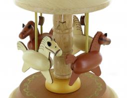 Carrousels musicaux miniatures en bois Carrousel musical miniature en bois avec 4 chevaux - La vie en rose (Louiguy / Edith Piaf)