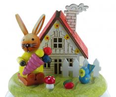 Boîtes à musique avec animaux Boîte à musique animée en bois avec lapin cherchant des oeufs de Pâques - Alle Vöglein sind schon da