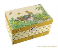 Boîtes à bijoux musicales avec animaux Boîte à bijoux musicale Trousselier en bois avec Pierre lapin de Beatrix Potter - Over the rainbow