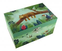 Boîtes à bijoux musicales avec animaux Boîte à bijoux musicale en bois avec léopard tournant - Greensleeves