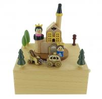 Boîtes à musique animées haut de gamme en bois Boîte à musique animée en bois "Carrosse et château" - Laputa: le château dans le ciel (Joe Hisaishi)